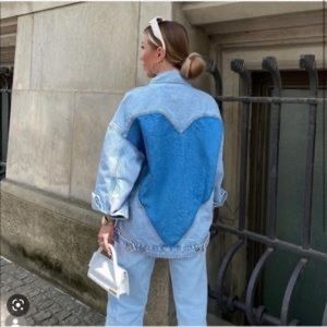 ZARA Denim Heart Oversize Jean Jacket